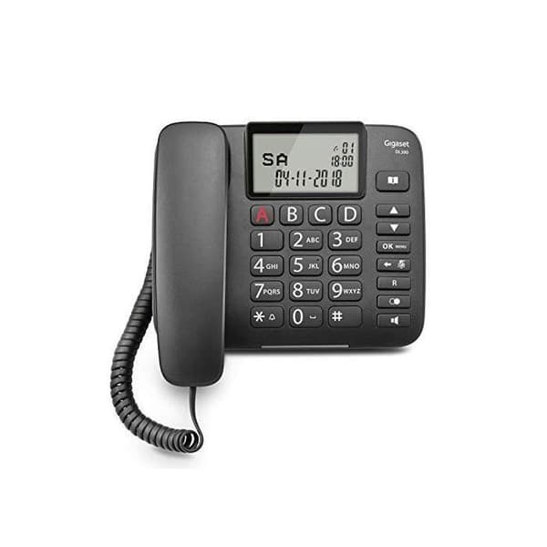 Gigaset DL380 Fast telefon - Stor skärm, stora ergonomiska knappar, LED-samtalsdisplay - Svart