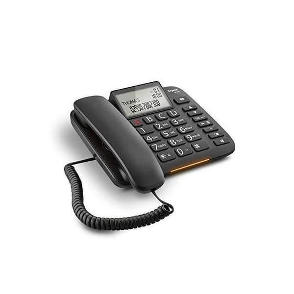 Gigaset DL380 Fast telefon - Stor skärm, stora ergonomiska knappar, LED-samtalsdisplay - Svart