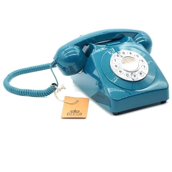 Retro knapptelefon - GPO - 746 - Azur - Kompatibel med internetbox - Klockringning