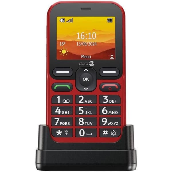 Mobiltelefon - Doro - Leva L10 - Stort Skärm 2,4" - Kraftfullt Ljud - 2MP Kamera Röd
