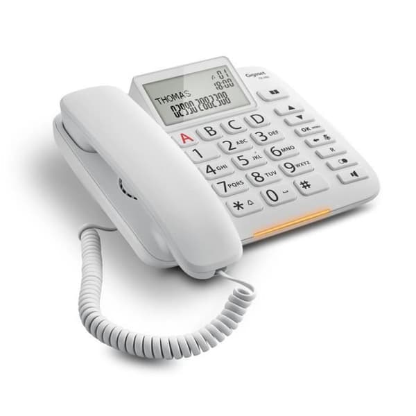 Gigaset DL380, Analog telefon, Handenhet med sladd, Högtalare, 99 poster, Nummerpresentation, Vit Vit