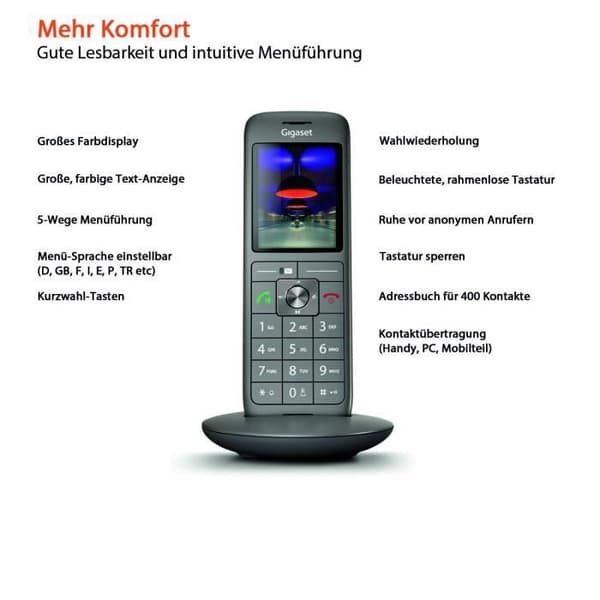 Gigaset CL660A sladdlös telefon 2.0 med färgskärm/stora knappar - telefon/telefonsvarare design - Box 200A /