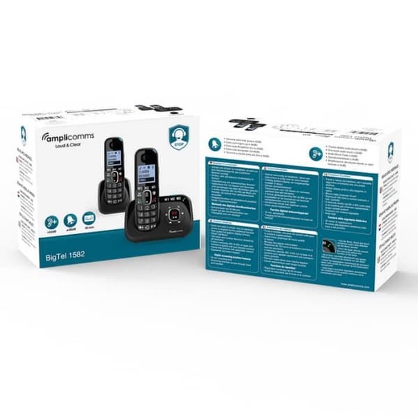 DUO fasta telefoner med Amplicomms 1582 +90dB telefonsvarare