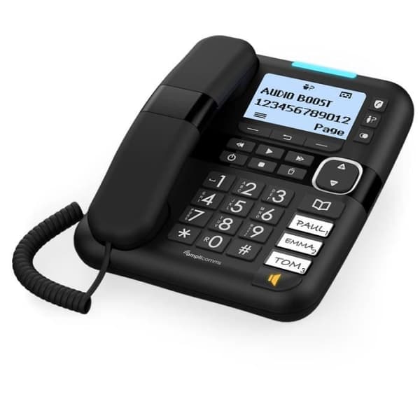 Förstärkt fast telefon med sladd +90db - Amplicomms 1580 Combo DUO med telefonsvarare