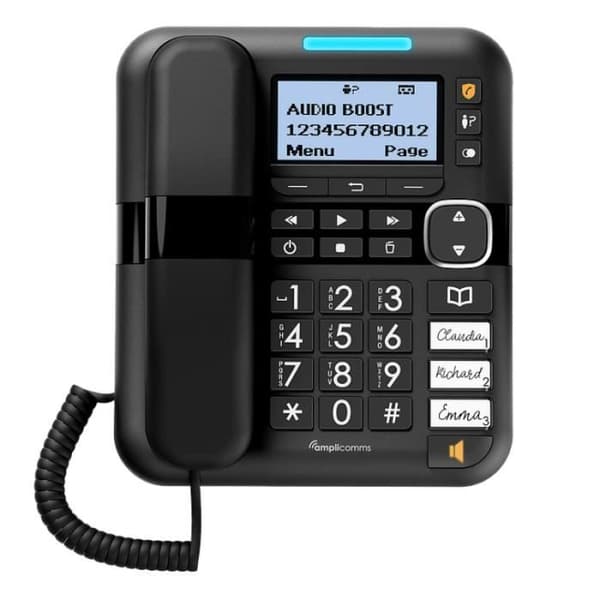 Förstärkt fast telefon med sladd +90db - Amplicomms 1580 Combo DUO med telefonsvarare