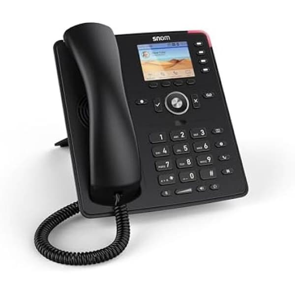 Snom D713 fast telefon med kabel med högupplöst TFT-färgskärm, 4 programmerbara LED-knappar, fast telefon med kabel, Svart