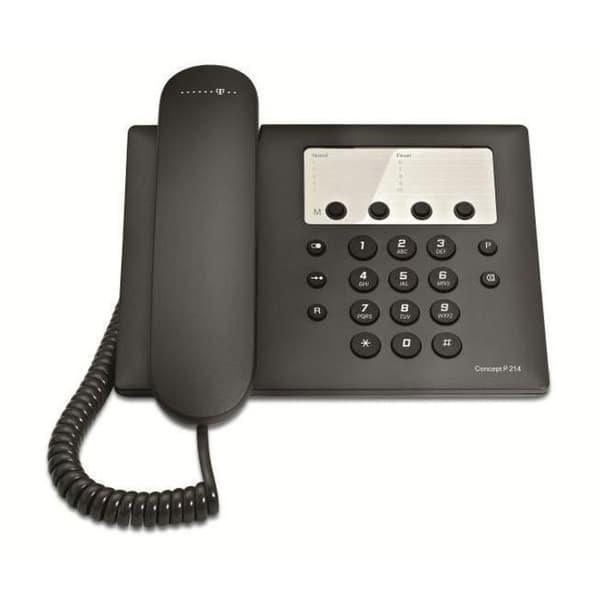 Telefon med sladd - TELEKOM - Concept P 214 - Högtalare - Snabbval - Svart Svart