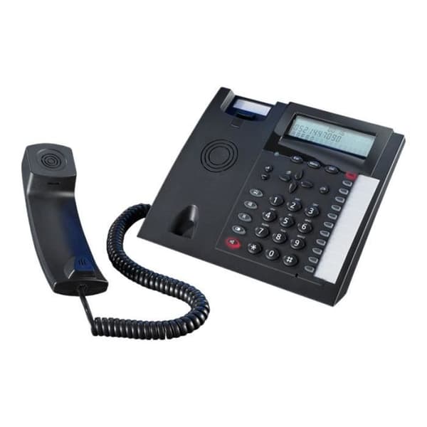 AGFEO T 18 sladdtelefon med svart nummerpresentation - Inbyggd klocka - 16 ringsignaler Svart