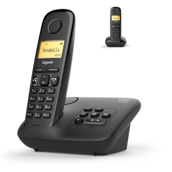Gigaset A270A, Analog-DECT-telefon, Trådlös lur, Högtalare, 80 poster, Nummerpresentation, Svart Svart