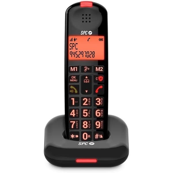 SPC Comfort Kairo - Trådlös seniortelefon, stora knappar, förstärkt ljud, hörapparatkompatibel, samtalsblockering - Svart