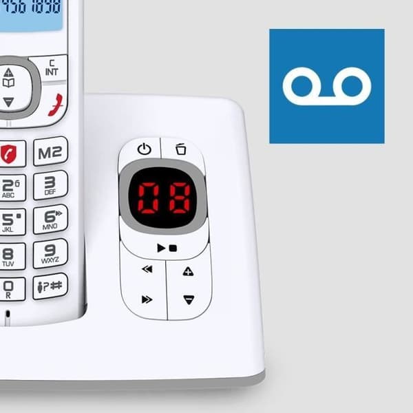 Trådlös telefon - ALCATEL - F530 Röst - Telefonsvarare, samtalsblockering, handsfree, 2 direktminnen, Vit/Grå