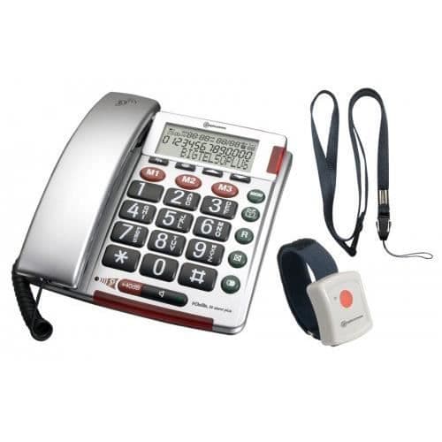 Trådbunden telefon - AMPLICOMMS - BigTel 50 Alarm Plus - Nummerpresentation - Handsfree - Röstmeddelande Silver