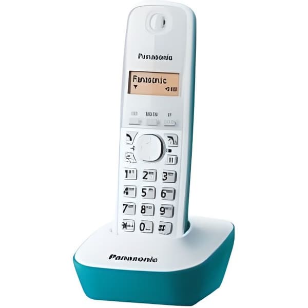 Panasonic KX-TG1611 trådlös telefon - Turkos/Vit - 50 poster - Amber LCD
