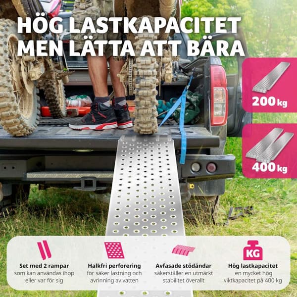 Lastramp Sven, 2-pack, 400 kg lastkapacitet, halkfria - silver