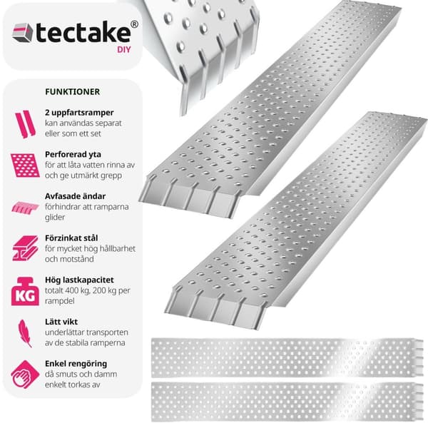 Lastramp Sven, 2-pack, 400 kg lastkapacitet, halkfria - silver