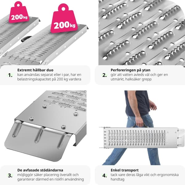 Lastramp Björn, 2-pack, hopfällbara, 400kg lastkapacitet - 166 cm