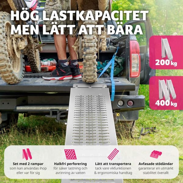 Lastramp Björn, 2-pack, hopfällbara, 400kg lastkapacitet - 186 cm
