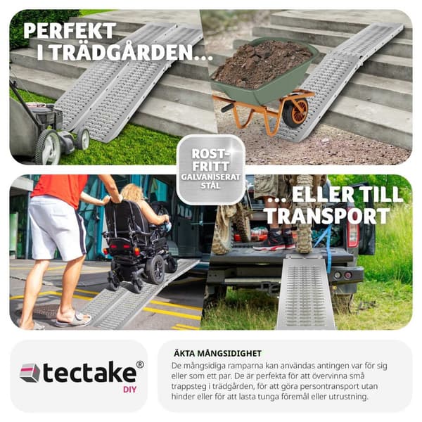 Lastramp Björn, 2-pack, hopfällbara, 400kg lastkapacitet - 186 cm