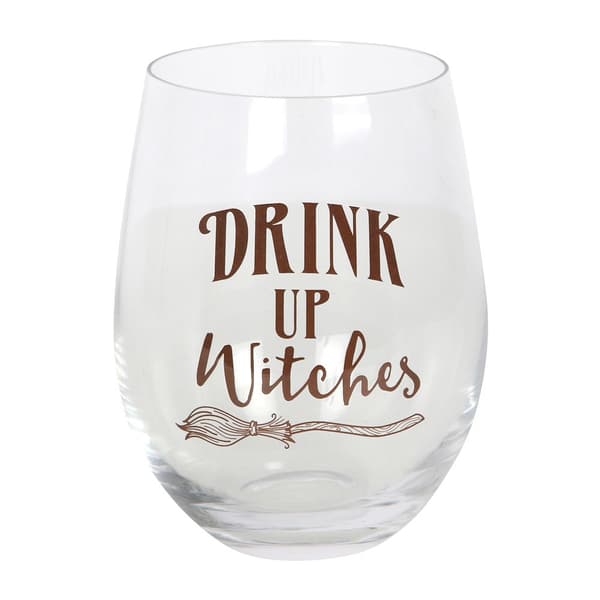Something Different Drink Up Witches Stemless Wine Glass Brown/Clear One Size