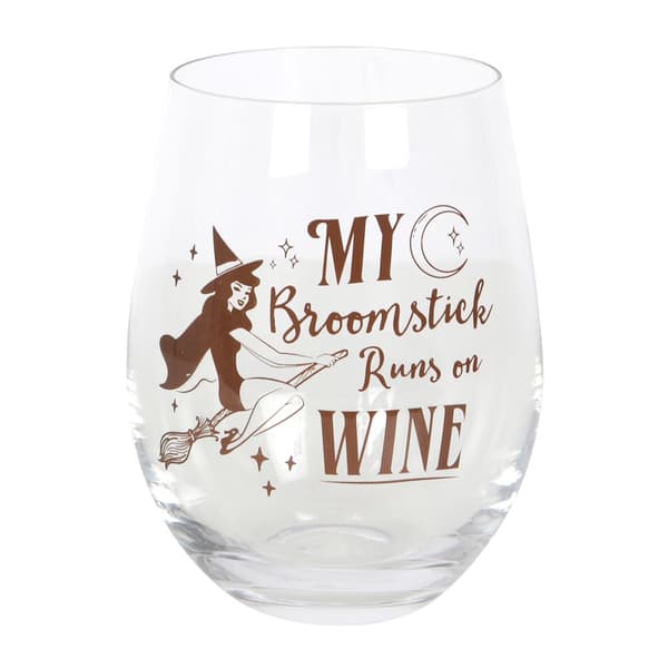 My Broomstick Runs On Wine Stemless Wine Glass Brown/Clear One Size