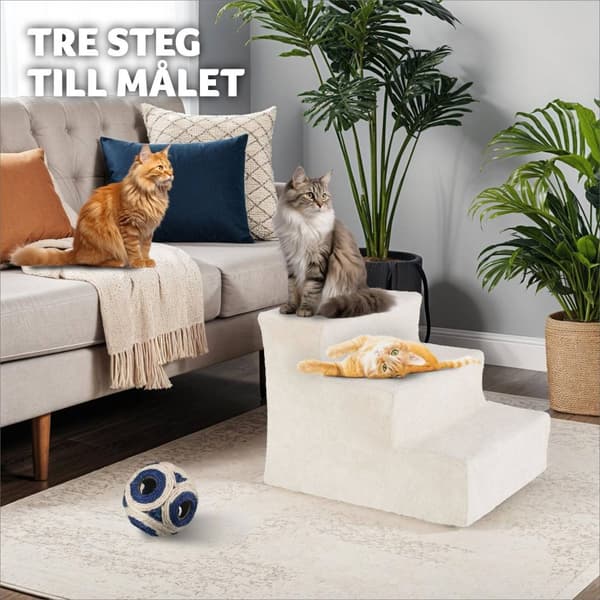 Husdjurstrappa Paw Path med plyschöverdrag 37 x 45 x 34,5 cm - sand