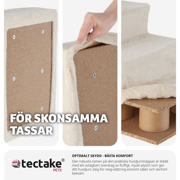 Husdjurstrappa Paw Path med plyschöverdrag 37 x 45 x 34,5 cm - sand