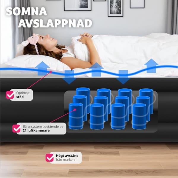 Uppblåsbar luftmadrass AirDreams med elektrisk pump - 200 x 101 x 44 cm