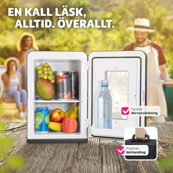 Bärbart mini-kylskåp med 2 i 1 funktion 27x31x41cm - svart