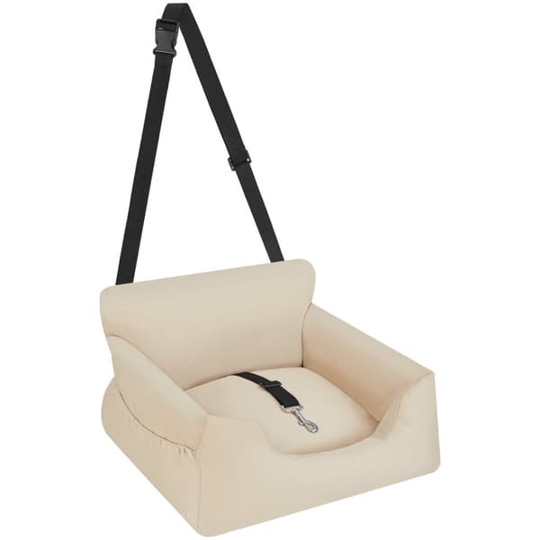 Hundbilstol Milow, vadderad, med säkerhetskoppel - beige