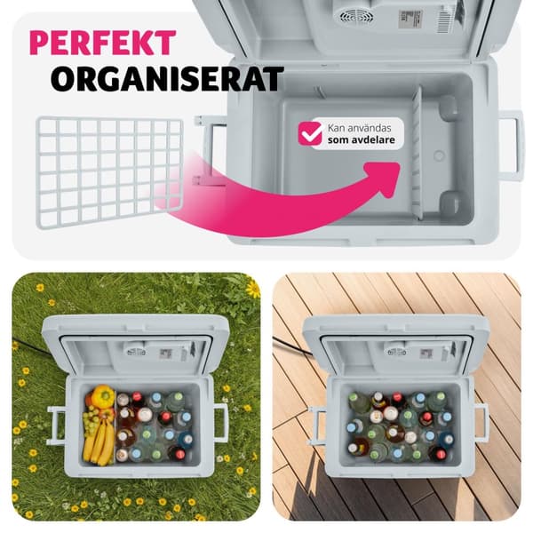 Elektrisk kyl- och värmebox med handtag och hjul, 40 liter - grå