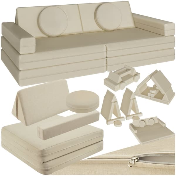 Leksoffa Lilly, 8-delad, med sovfunktion - 160 cm, beige