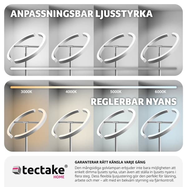 Golvlampa Auralis LED 20W, läslampa med dimmer - Matt nickel