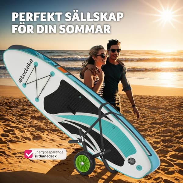 Transportvagn för surfbräda WaveWheel, hopfällbar, för 2 brädor - svart/grön