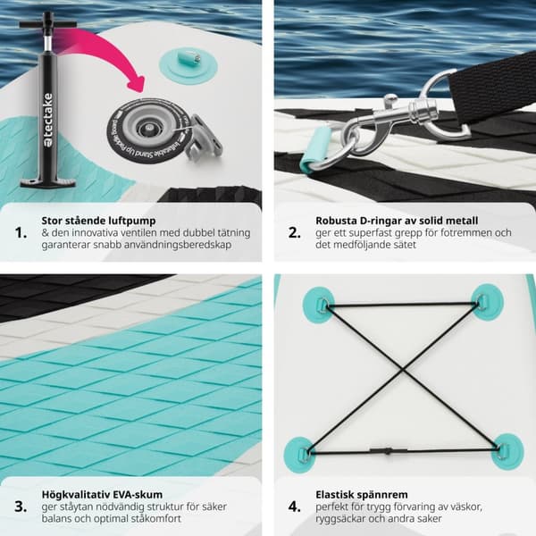 Stand-Up Paddle Board Zenon, 2-i-1 uppblåsbar, komplett set - vit/turkos