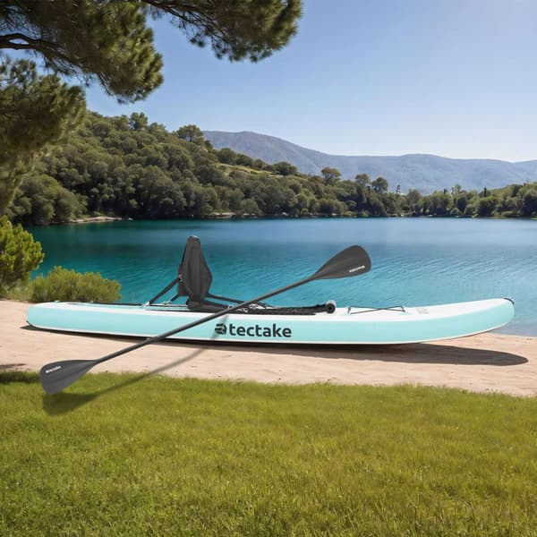 Stand-Up Paddle Board Zenon, 2-i-1 uppblåsbar, komplett set - vit/turkos