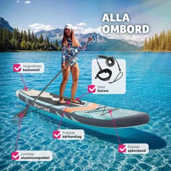Stand-Up Paddle Board Zenon, 2-i-1 uppblåsbar, komplett set - turkos/orange