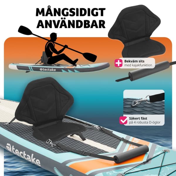 Stand-Up Paddle Board Zenon, 2-i-1 uppblåsbar, komplett set - turkos/orange