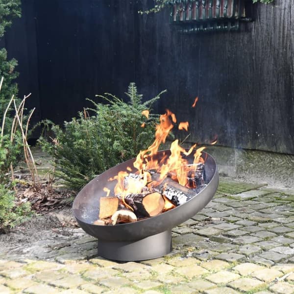 Esschert Design Eldfat lutande stål svart FF402