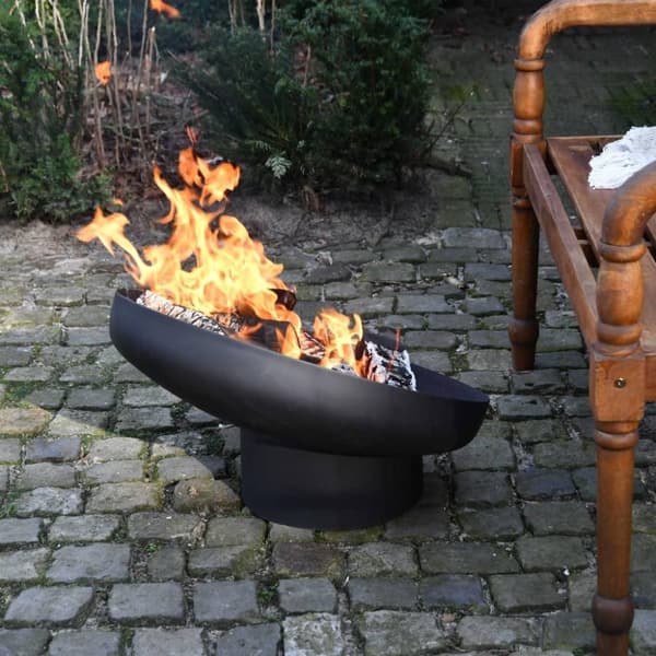 Esschert Design Eldfat lutande stål svart FF402