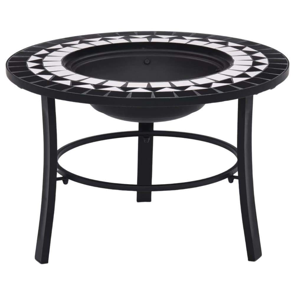 vidaXL bålfad med mosaikdesign 68 cm keramisk sort og hvid