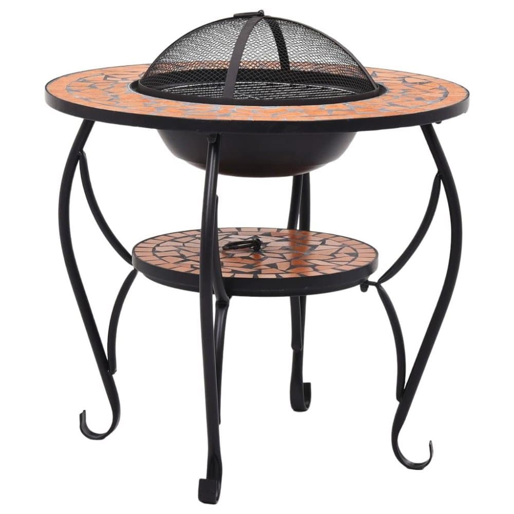 vidaXL bålfadsbord med mosaikdesign 68 cm keramisk terracotta