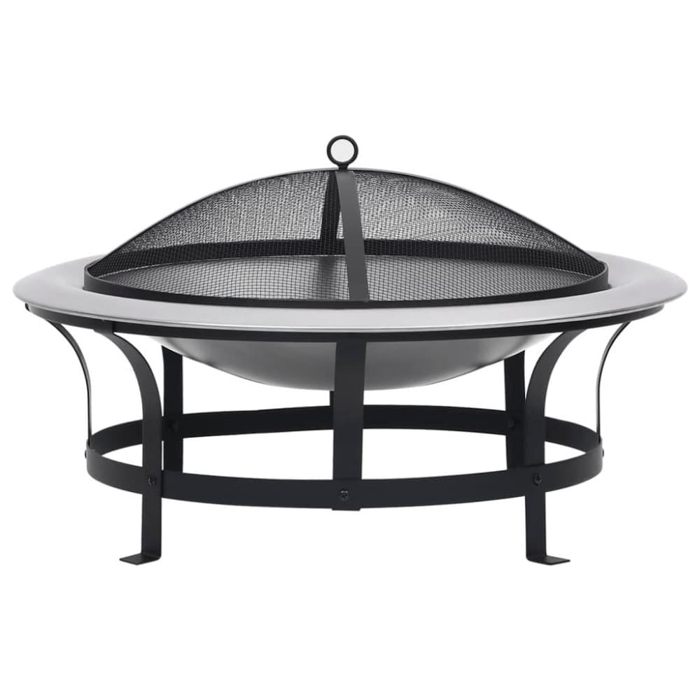 vidaXL Eldfat med grill rostfritt stål 76 cm