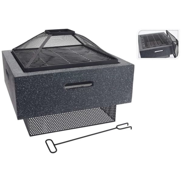 ProGarden Eldfat med grillgaller mörkgrå 52,5x52,5x18,5 cm