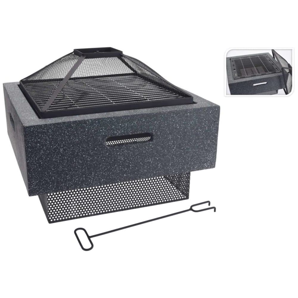 ProGarden Eldfat med grillgaller mörkgrå 52,5x52,5x18,5 cm