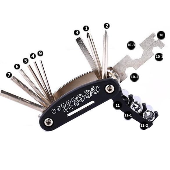 Multifunktionellt Verktyg / Cykel Repair Kit - 15 in 1