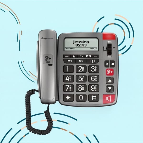 Amplicomms Powertel 196 senior fastnettelefon | store nøgler | høreapparatkompatibelt