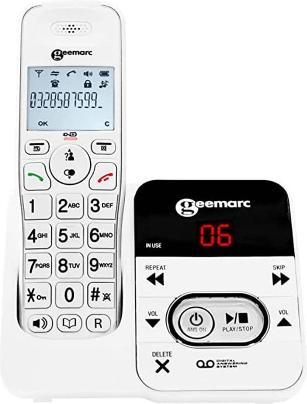 GEEMARC AmpliDECT 295 langaton puhelin, jossa 30dB VERSTERKING SLECHTHORENDENille. Plus VASTAAJA