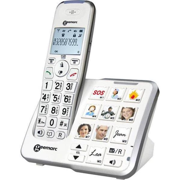Geemarc PH-295 - Yksi DECT-puhelin - Antwoordapparaat - Wit