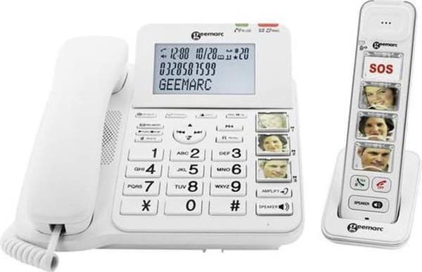 Geemarc DECT295-1 - Yksi DECT-puhelin ja laaja puhelin - Antwoordapparaat - Wit