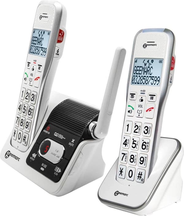 Geemarc Duo - Duo DECT telefon - Svarapparat - Wit
